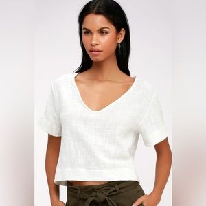 Lulus White Short Sleeve Top